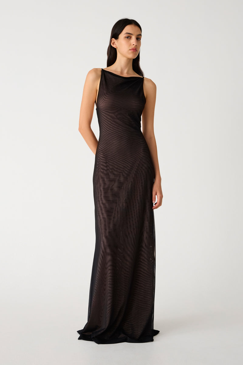 Misha Nina Mesh Gown - Black