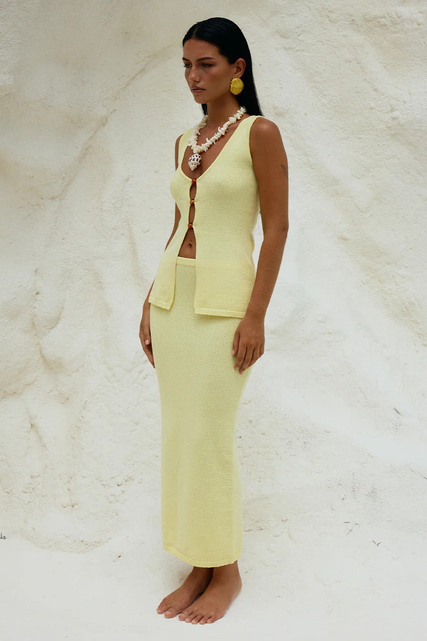 Nadine Midi Skirt - Lemon