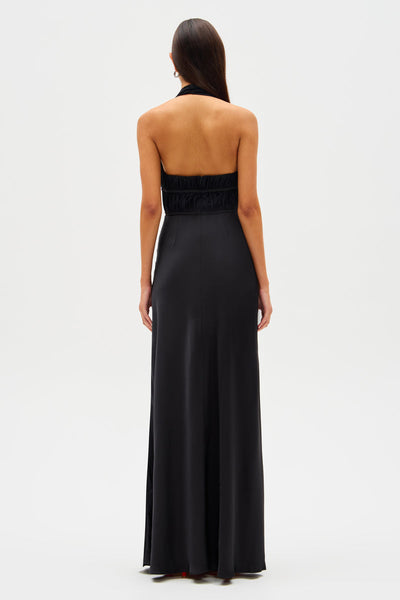 Celine Satin Maxi Dress - Black