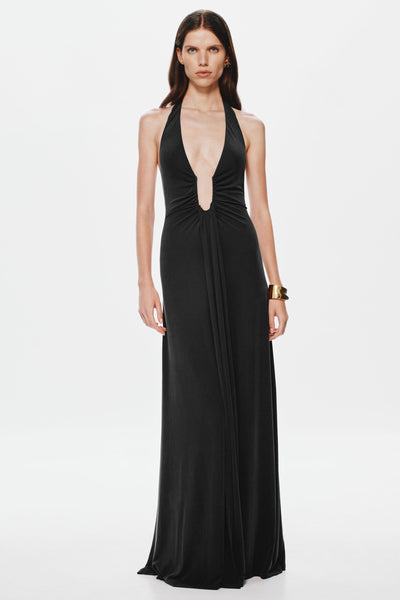 Jennifer Cupro Maxi Dress - Black