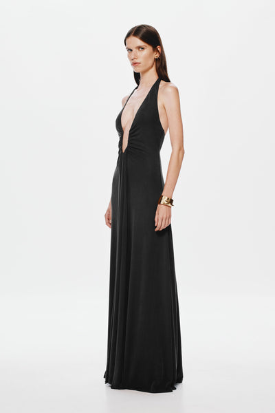 Jennifer Cupro Maxi Dress - Black