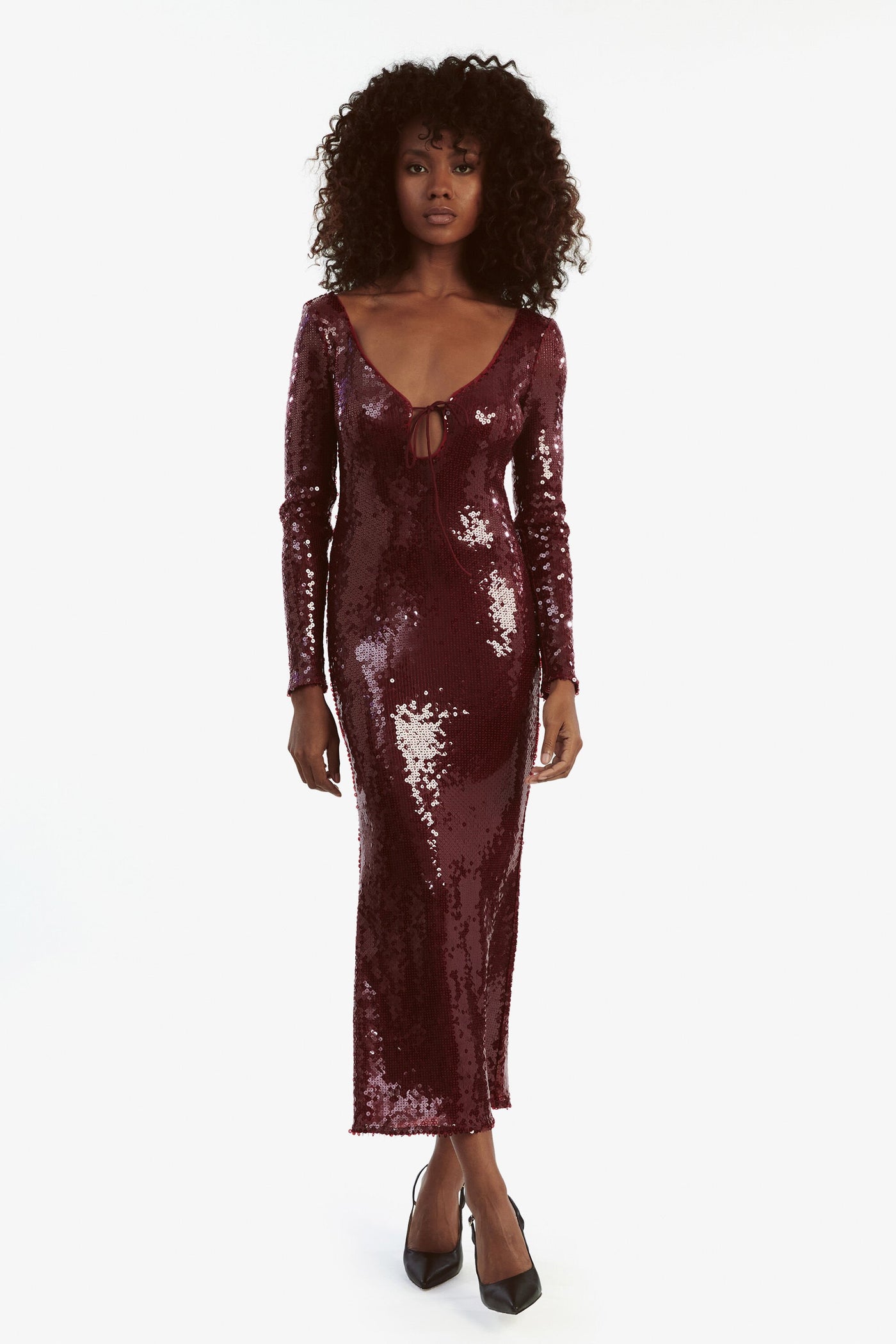 Verona Sequin Maxi Dress - Burgundy