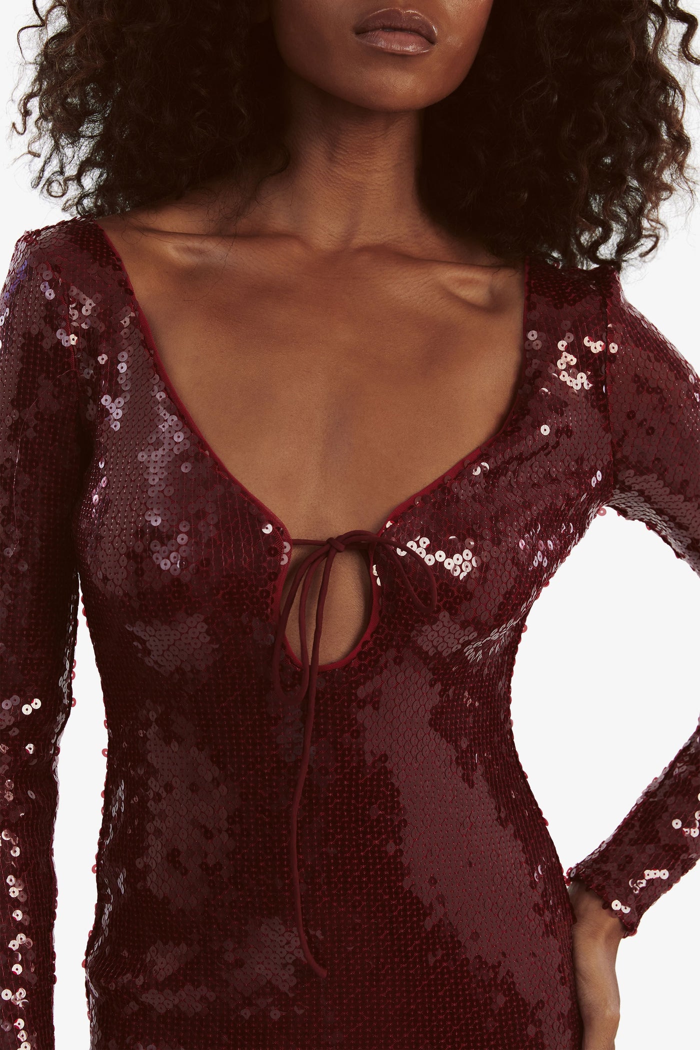 Verona Sequin Maxi Dress - Burgundy