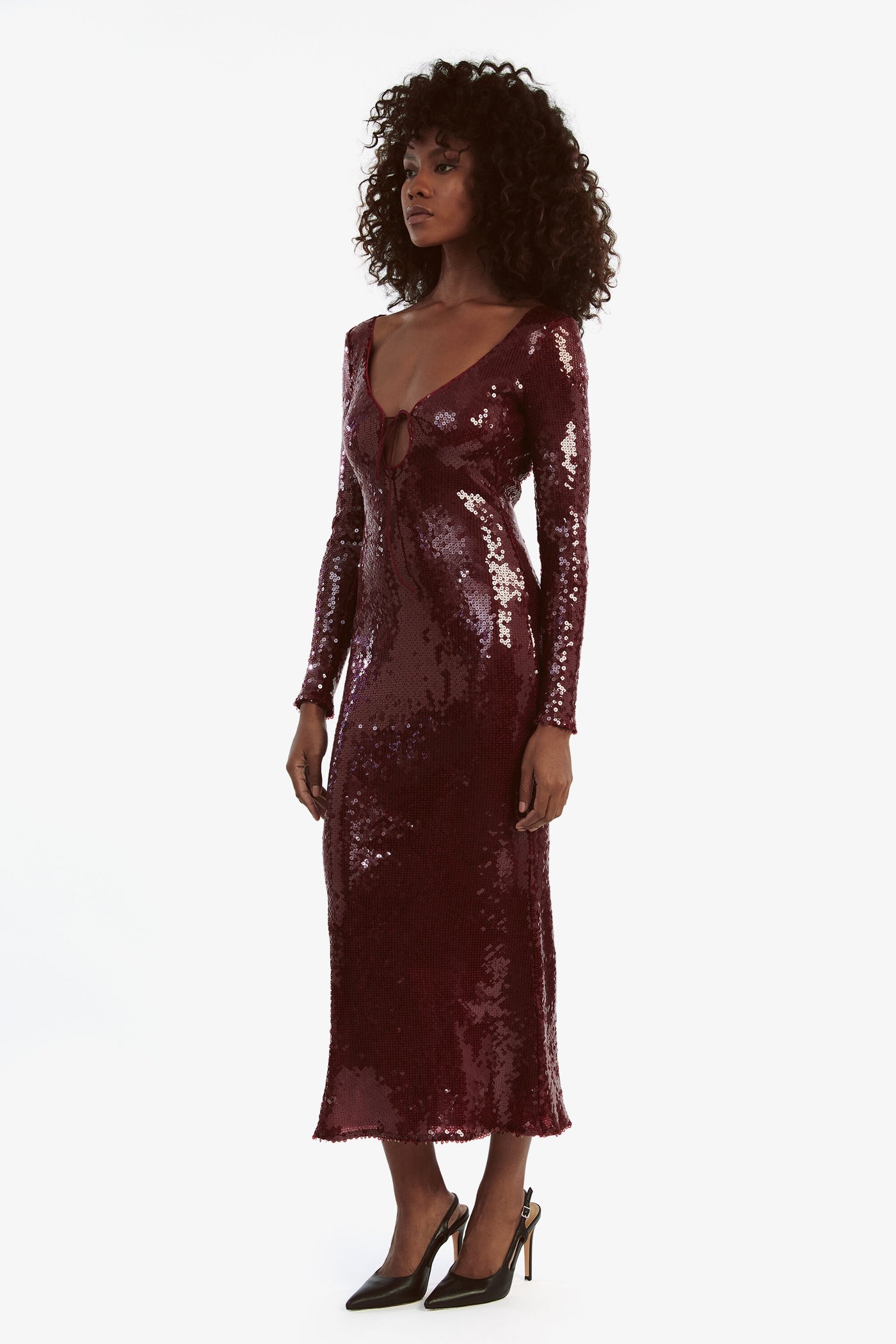 Verona Sequin Maxi Dress - Burgundy