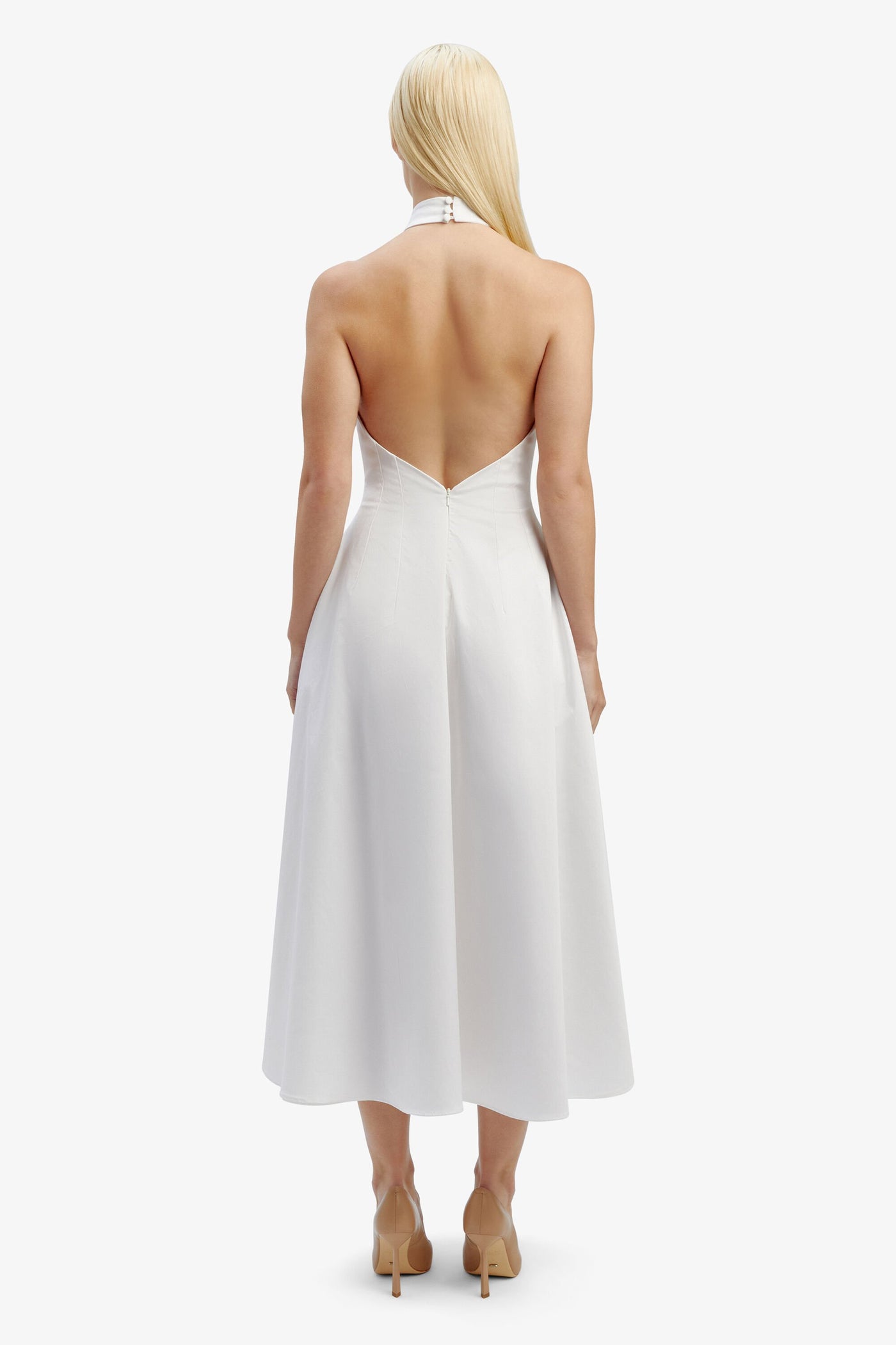 Genevieve Poplin Midi Dress - White