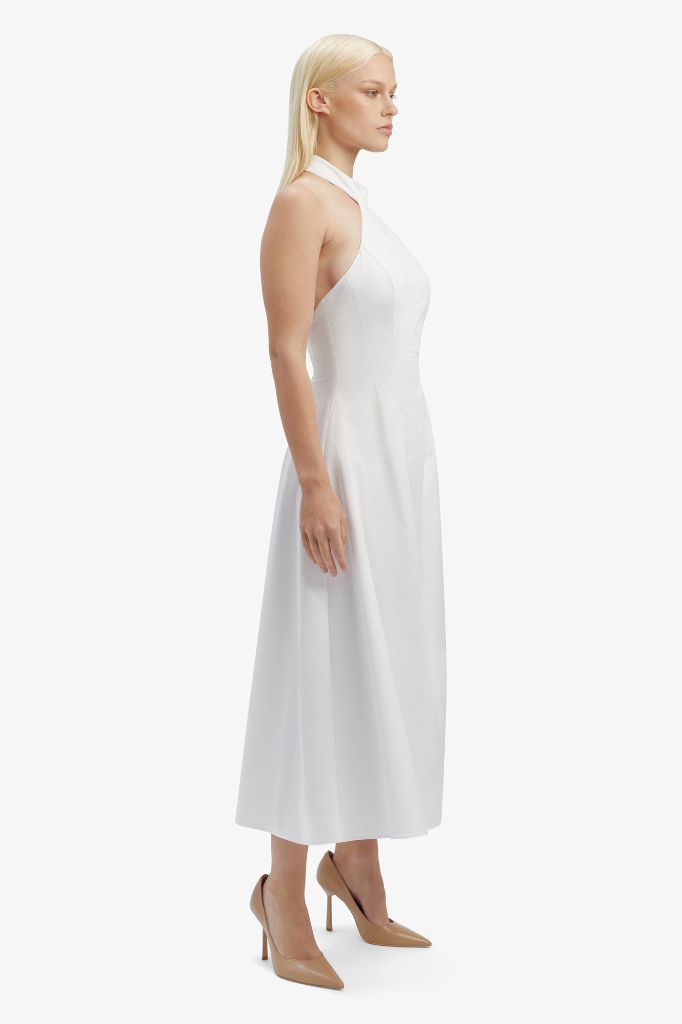 Genevieve Poplin Midi Dress - White