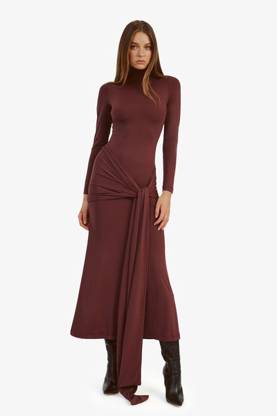 Alix Tie Front Maxi Dress - Deep Plum