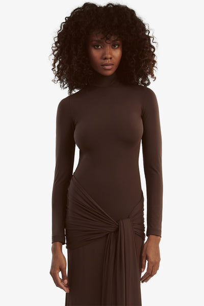 Alix Tie Front Maxi Dress - Chocolate