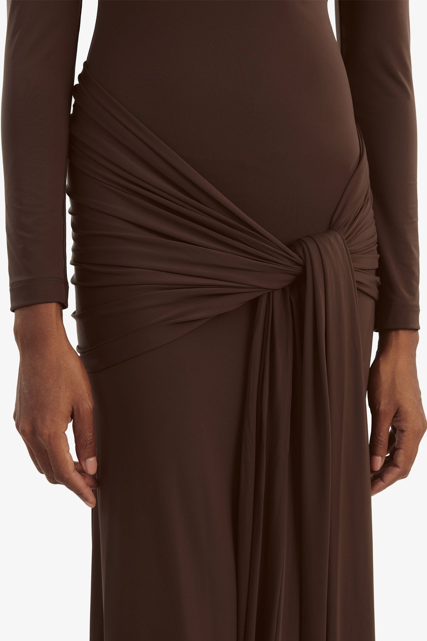 Alix Tie Front Maxi Dress - Chocolate