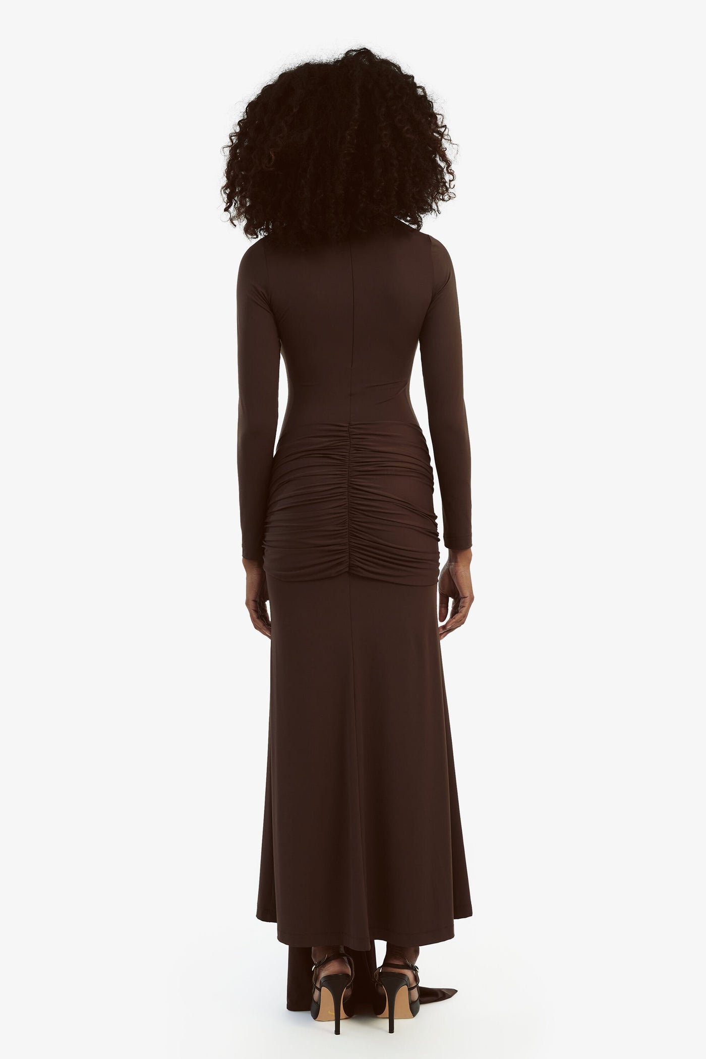 Alix Tie Front Maxi Dress - Chocolate