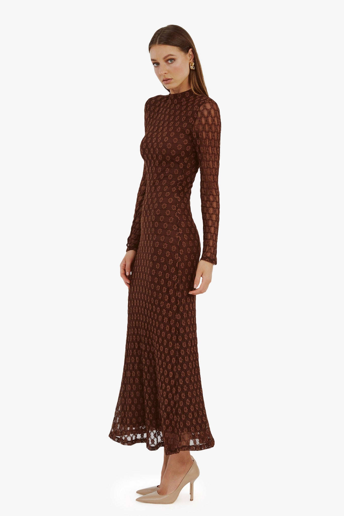 Ola Long Sleeve Midi Dress - Chocolate