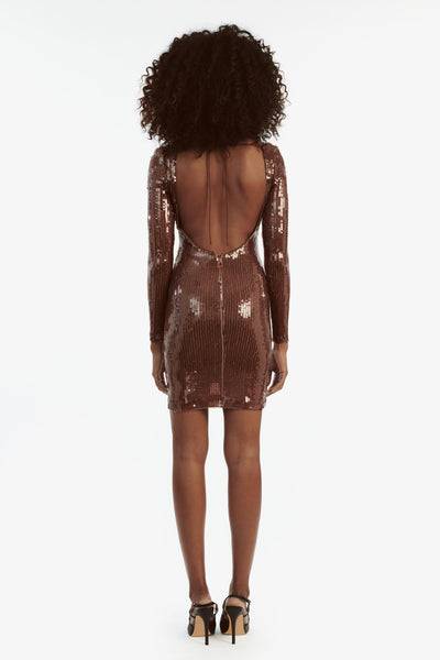 Verona Sequin Mini Dress - Chocolate