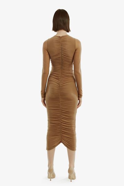 Jaya Mesh Maxi Dress - Tan