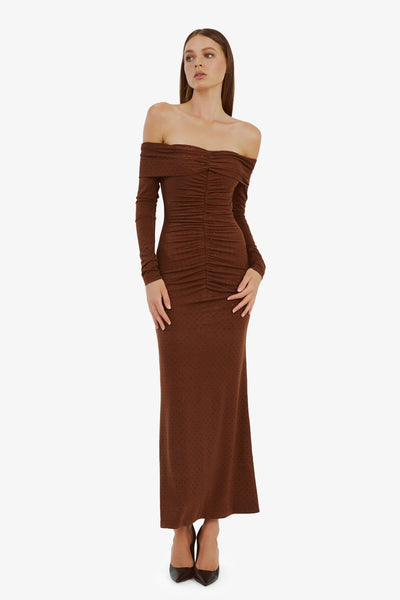 Artura Diamante Maxi Dress - Chocolate