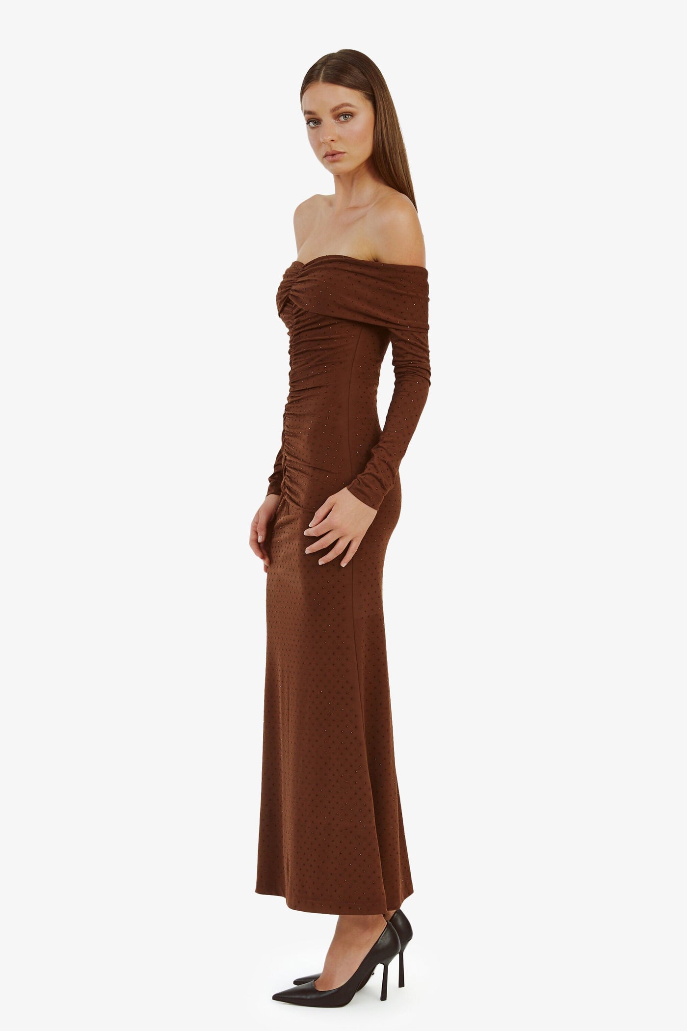 Artura Diamante Maxi Dress - Chocolate