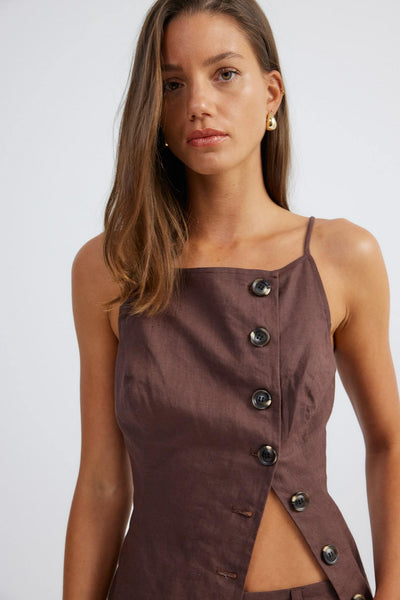 Allegra Linen Dress - Chocolate