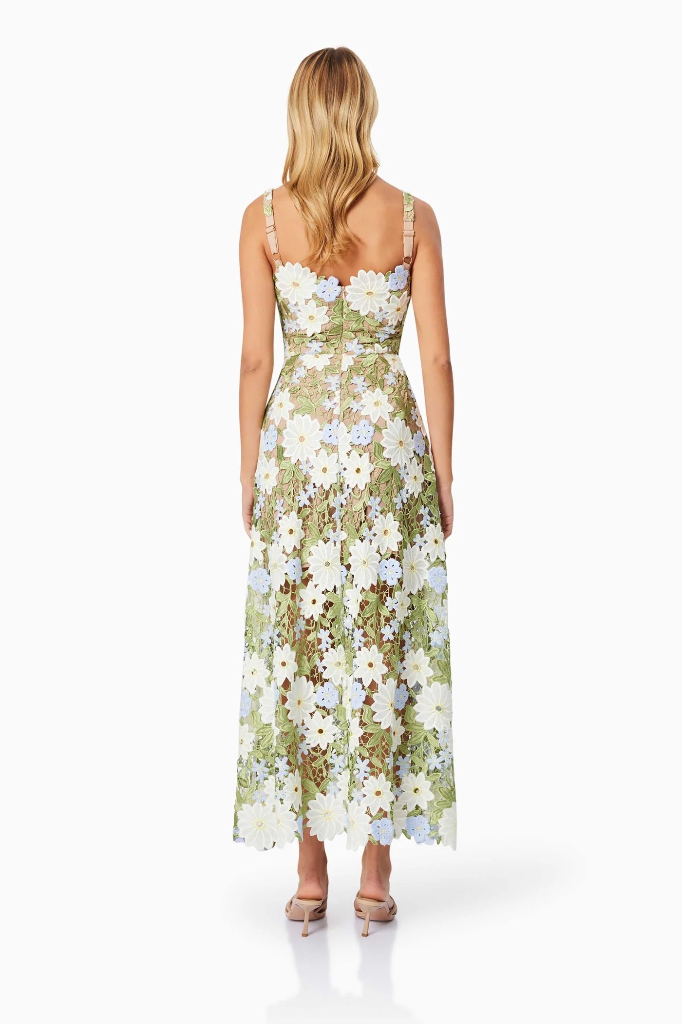 Flora Lace Midi Dress - Green Multi