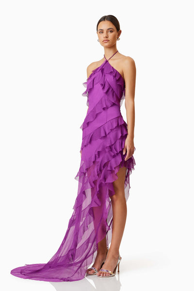 Mia Halterneck Maxi Gown - Purple