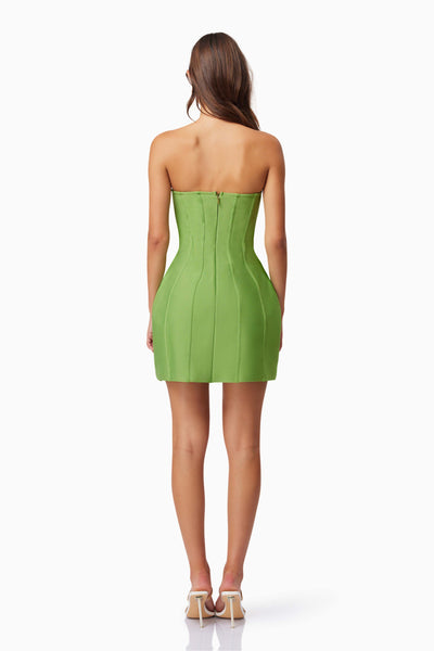 Rose Strapless Mini Dress - Green