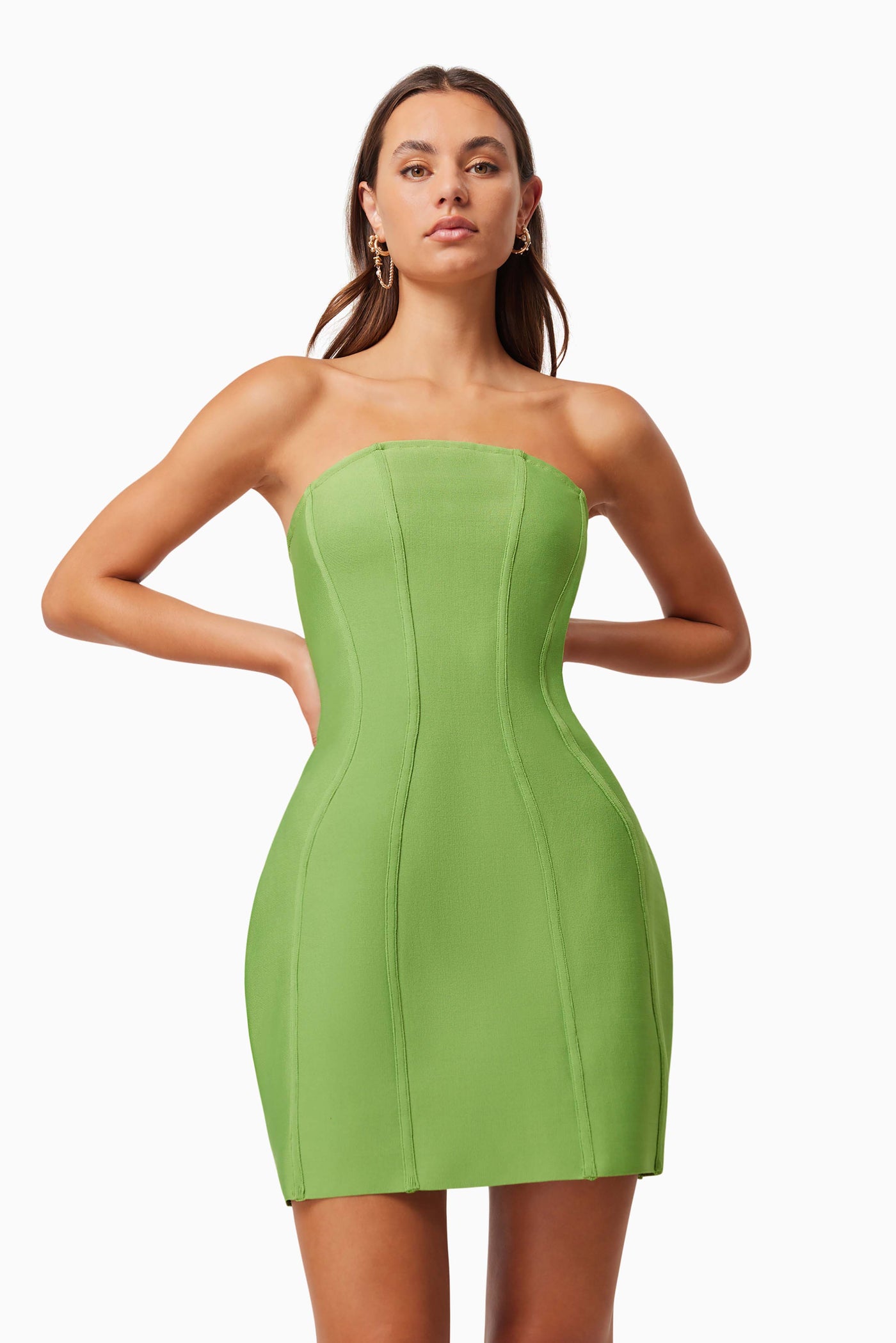 Rose Strapless Mini Dress - Green