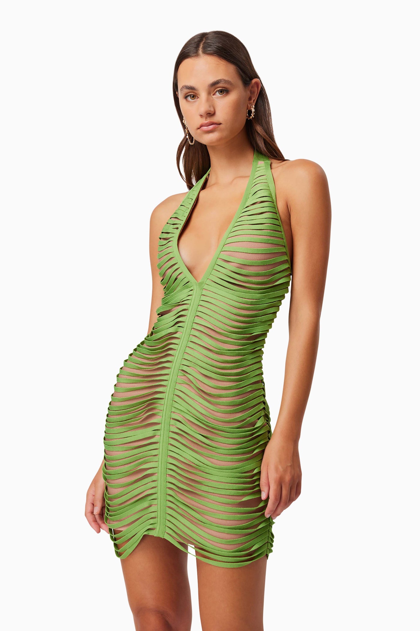 Stella Halter Neck Mini Dress - Green