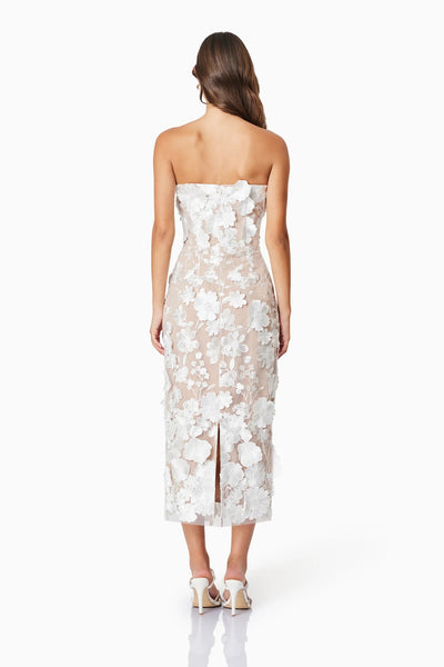 Helena Strapless Midi Dress - White