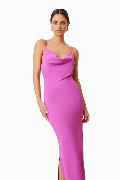 Kenna Cowl Neck Midi Dress - Purple