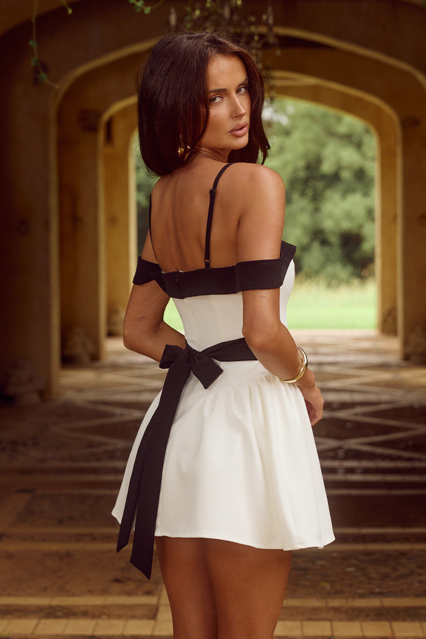 Elise Mini Dress - White/Black