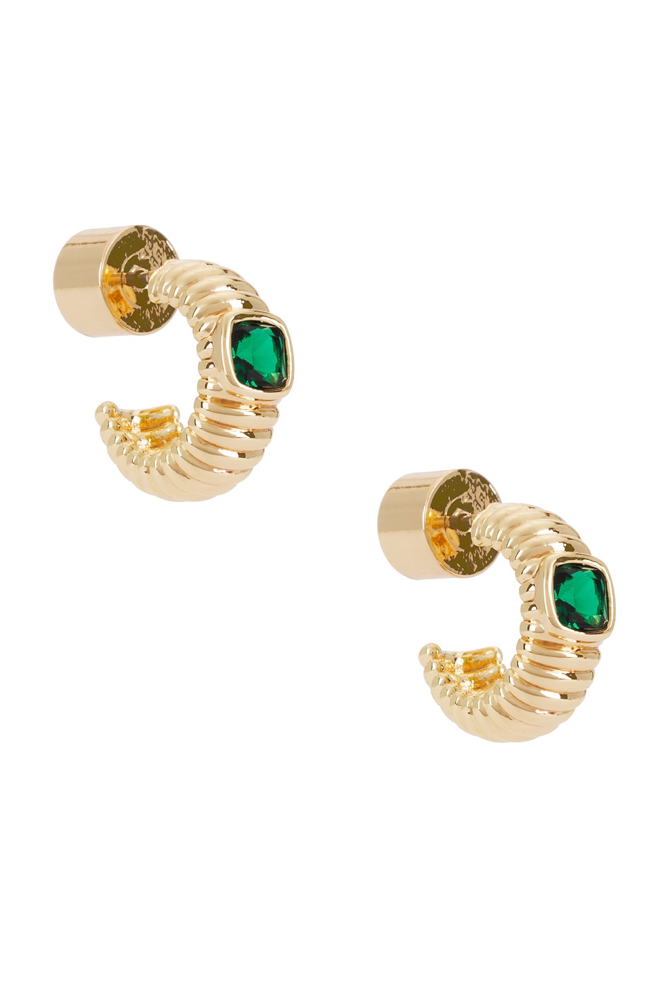 Textured Emerald Hoop Earrings