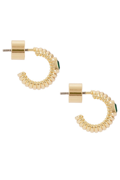 Textured Emerald Hoop Earrings