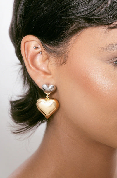 Mixed Metal Heart Earrings