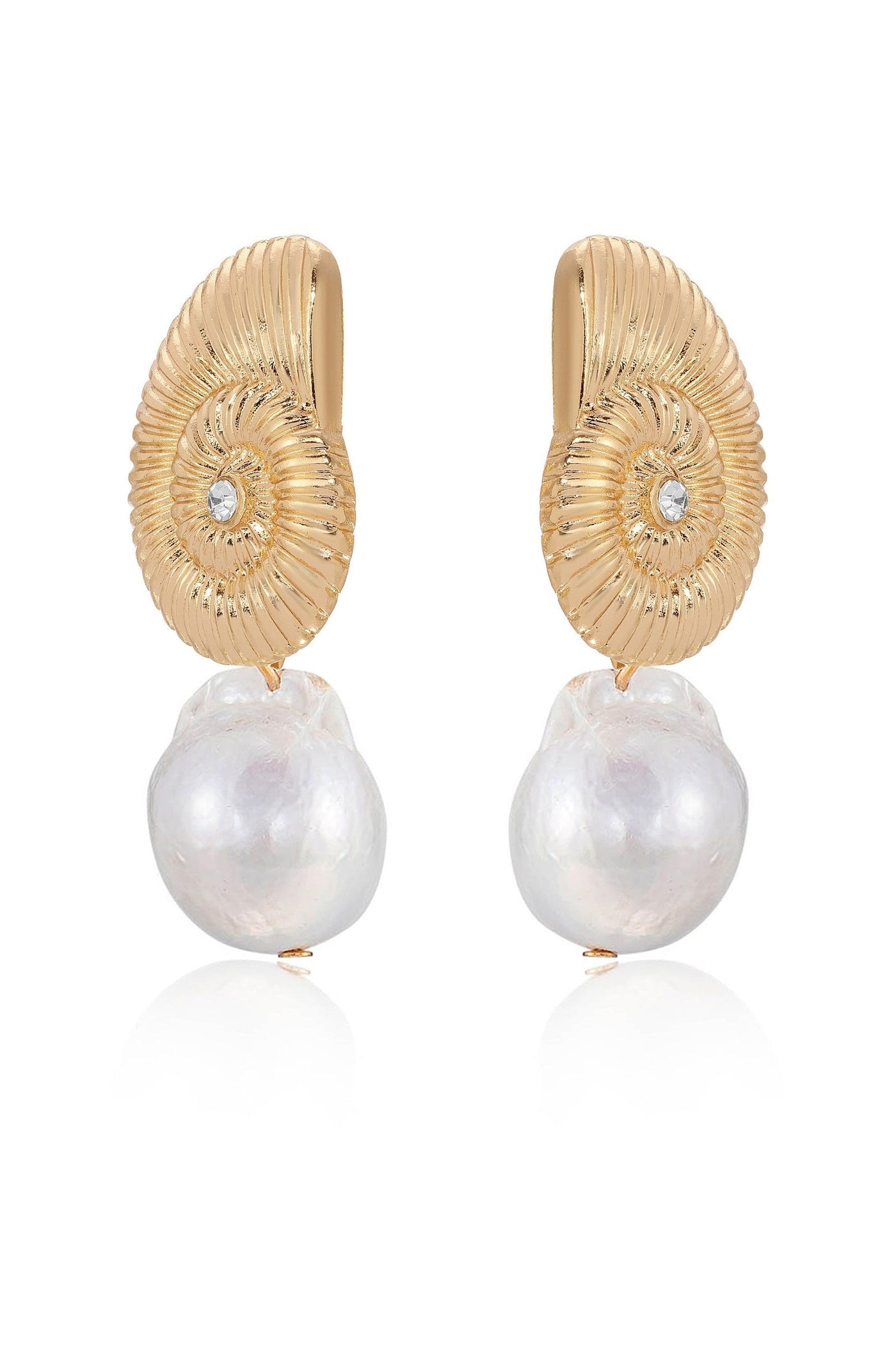 Pearl Shell Earrings - 18k Gold Plated