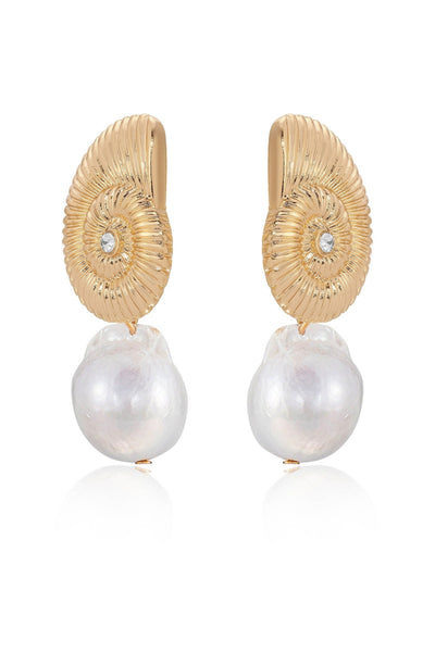 Pearl Shell Earrings - 18k Gold Plated