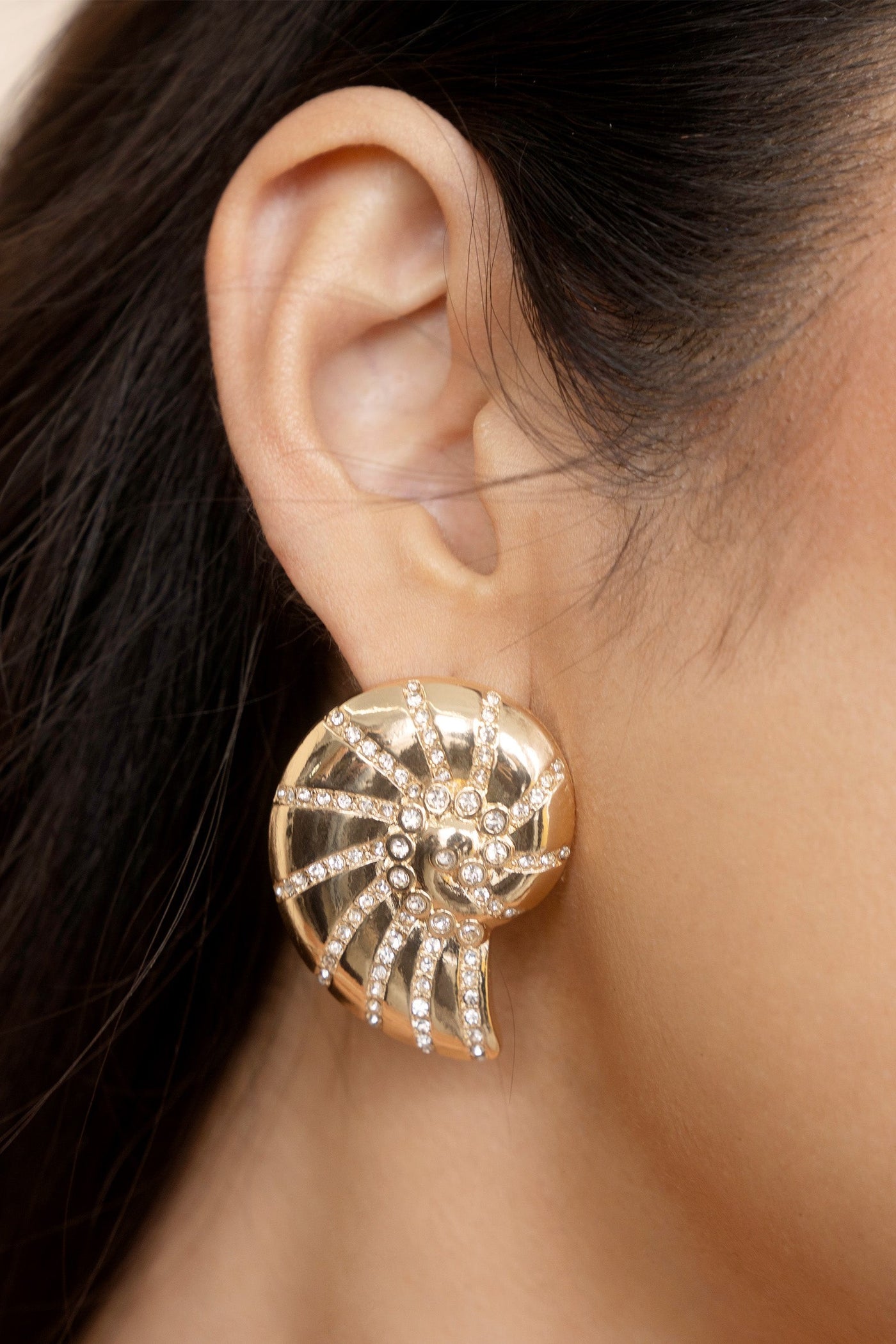 Crystal Shell Earrings - 18k Gold Plated