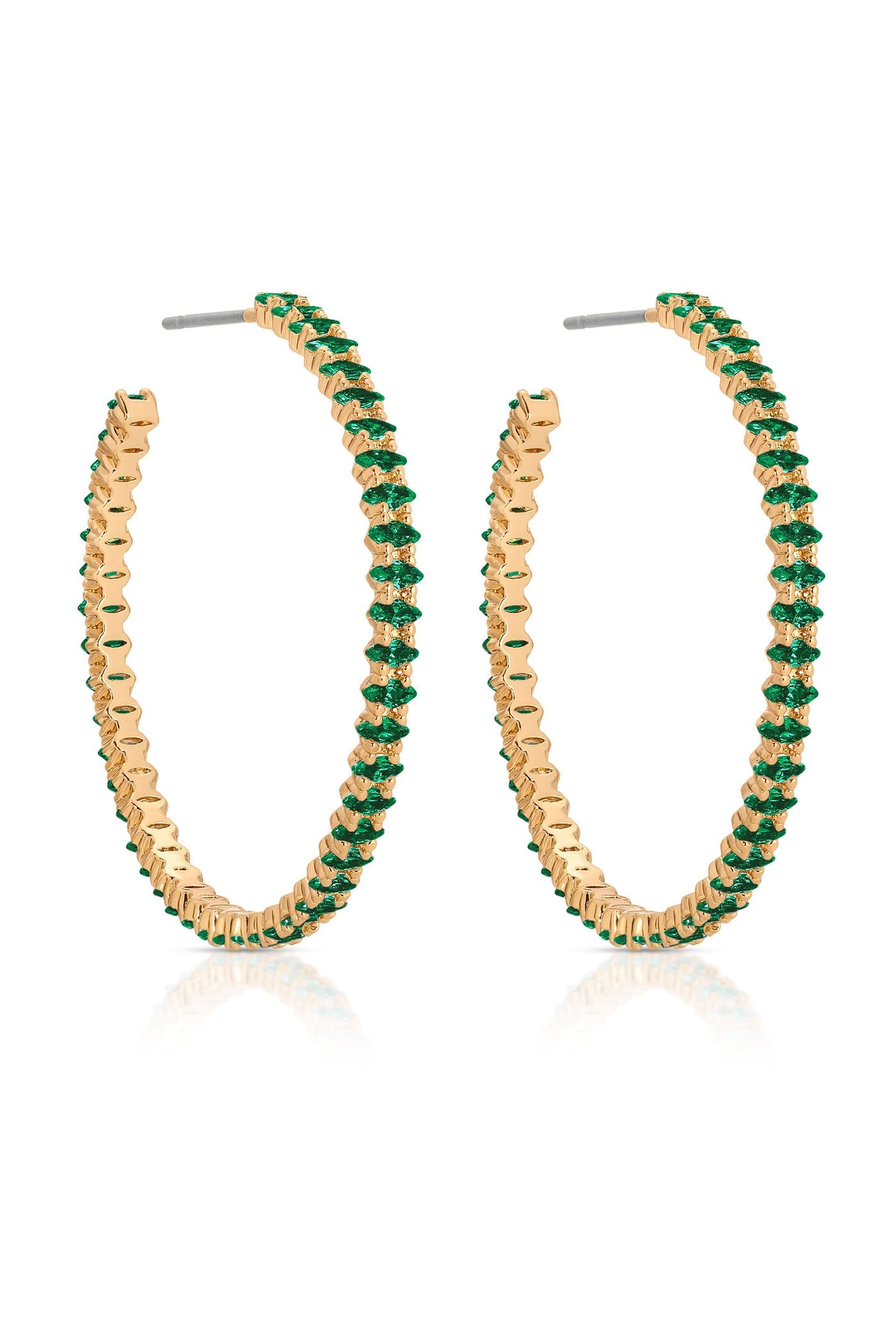 Emerald Marquise Hoop Earrings