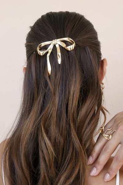 Bow Hair Clip - Gold