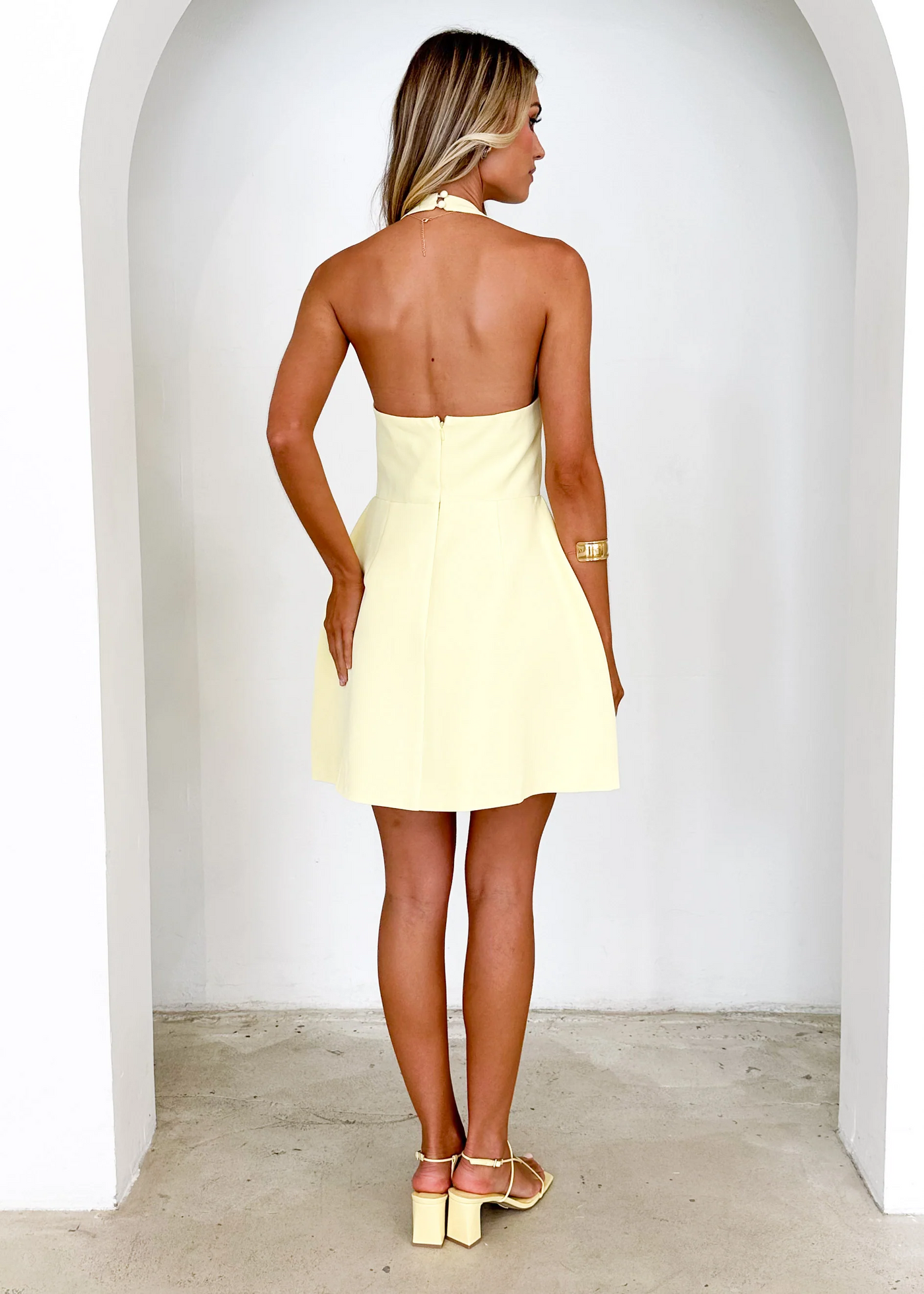 Morocco Halter Mini Dress - Lemon