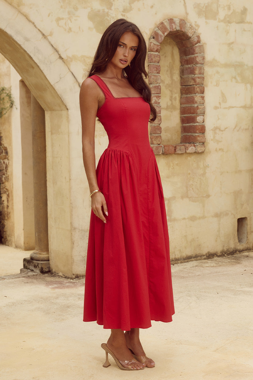 Lani Midi Dress - Red