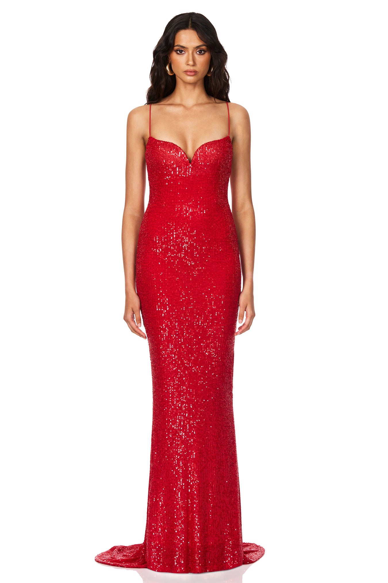 Nookie Serena Sequin Gown - Scarlet Red