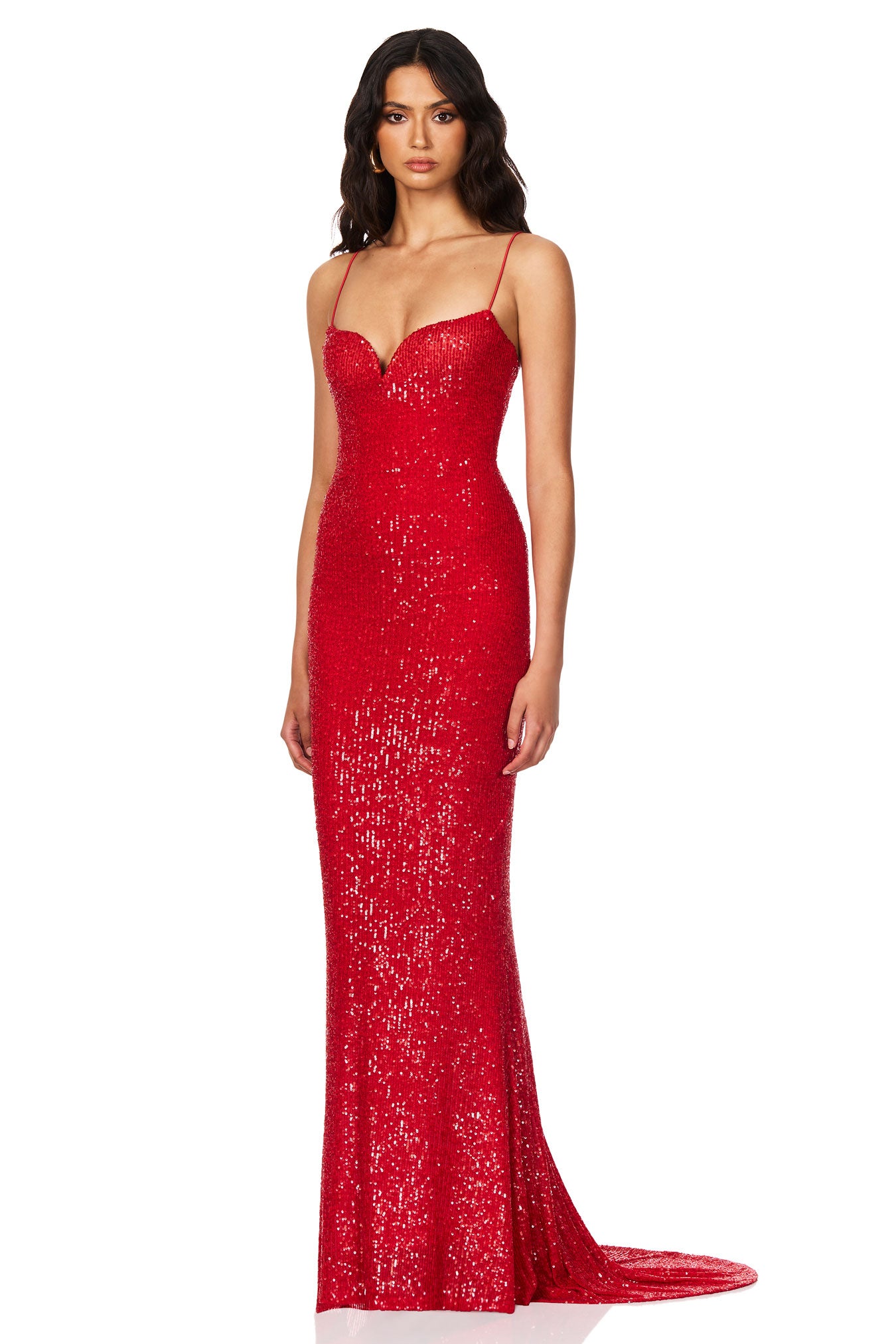 Nookie Serena Sequin Gown - Scarlet Red