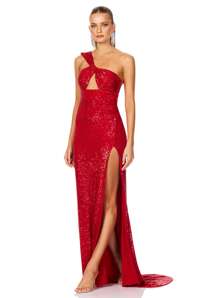 Nookie Therese Sequin Gown - Scarlet Red