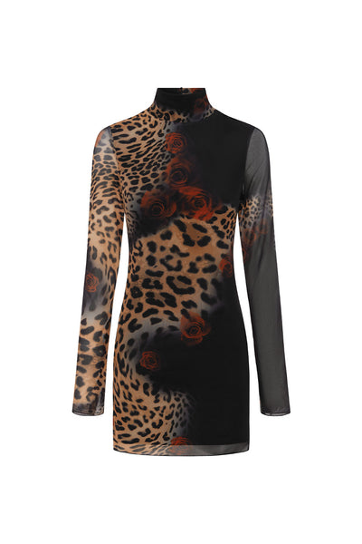 Jordy Mini Dress - Black Leopard