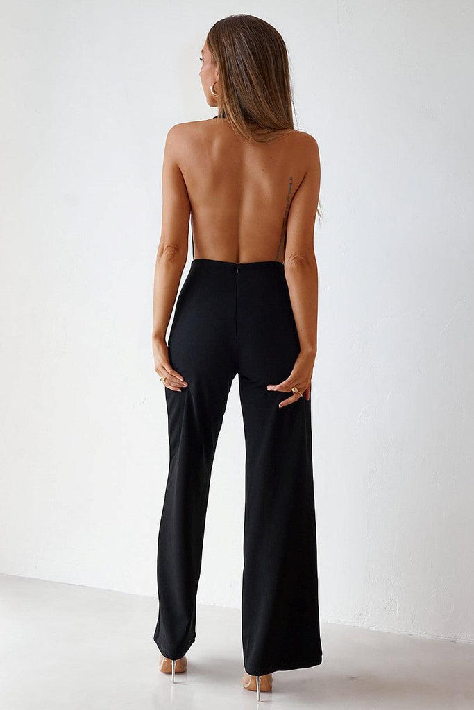 Refine and Poise Black Backless Wide-Leg Jumpsuit  Black backless jumpsuits,  Fashion, Classy summer outfits
