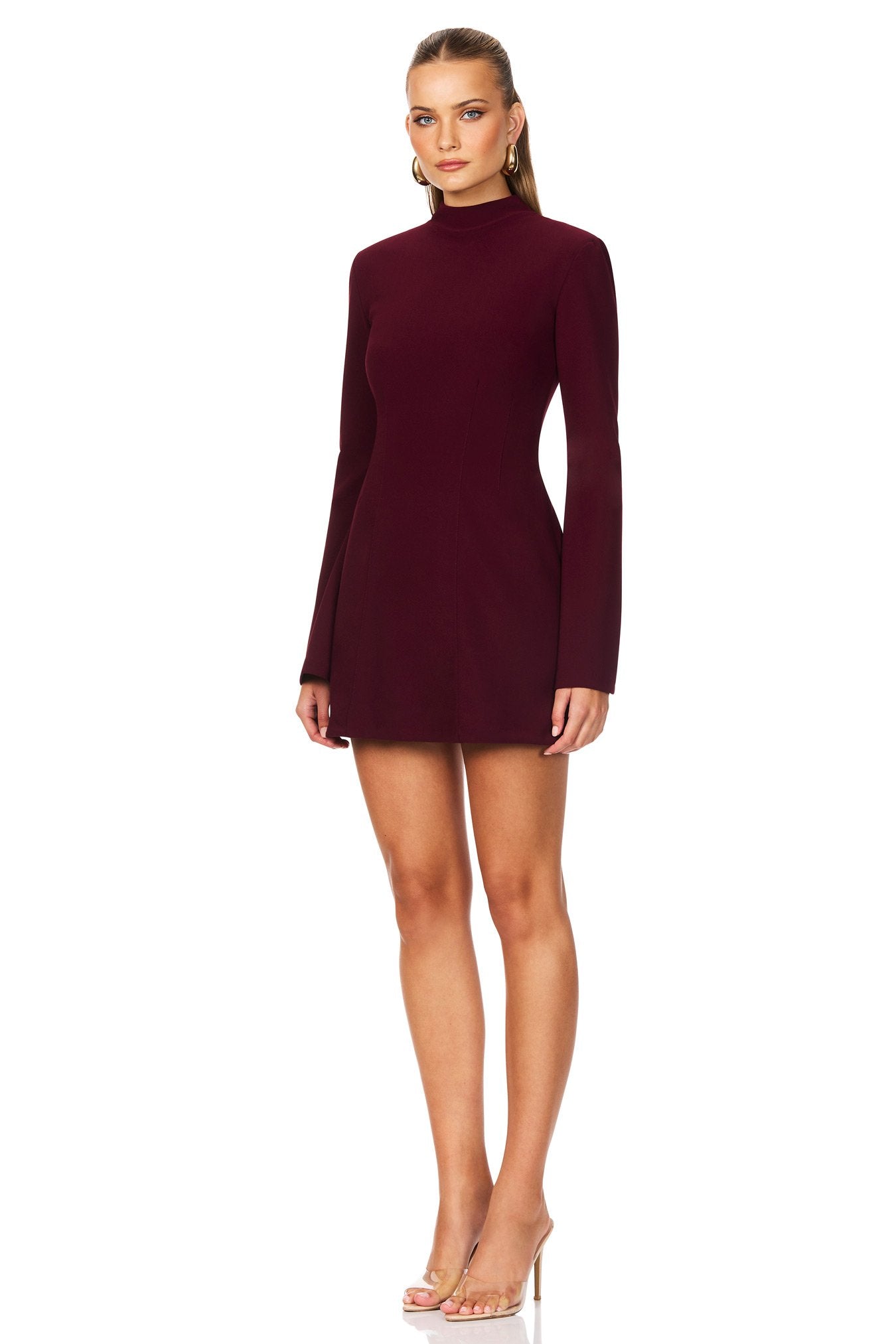 Nookie Caroline High Neck Mini Dress - Wine