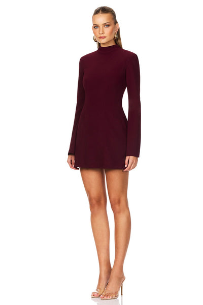 Nookie Caroline High Neck Mini Dress - Wine