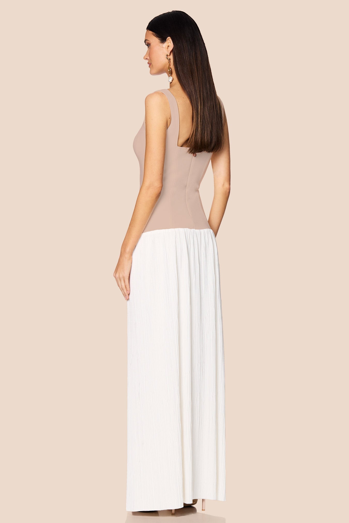 Nookie Desiree Square Neck Maxi Dress - Nude/White