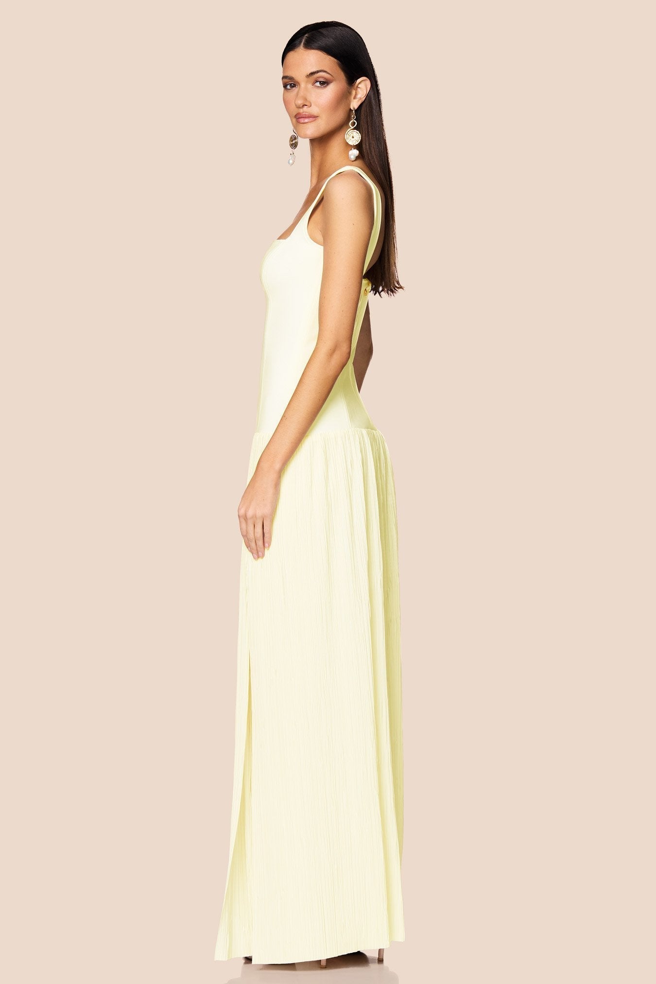 Nookie Desiree Square Neck Maxi Dress - Lemon