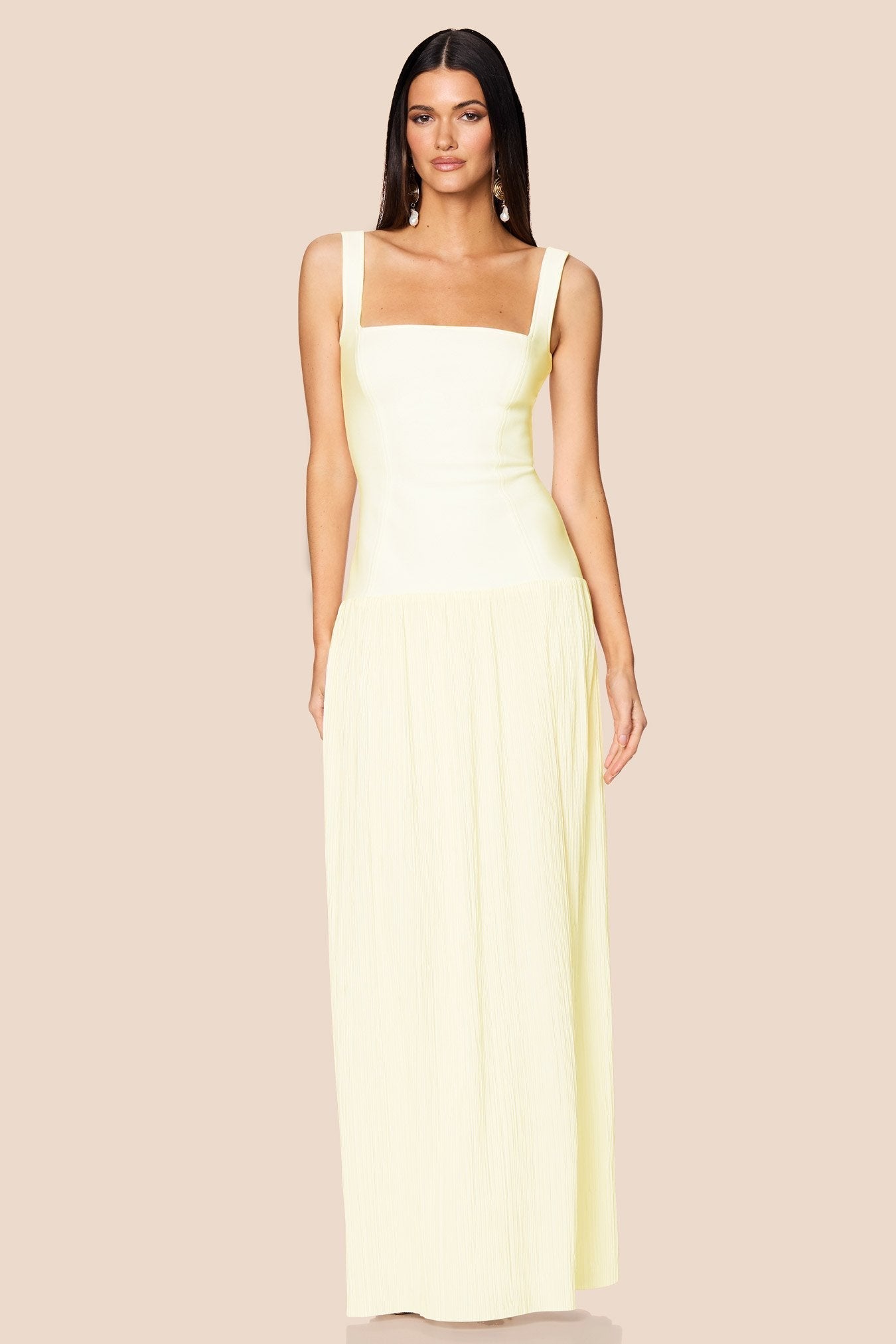 Nookie Desiree Square Neck Maxi Dress - Lemon