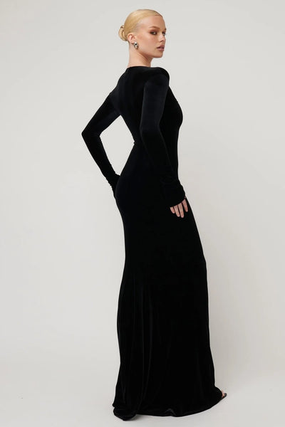 Delphine Maxi Dress - Black Velvet - SHOPJAUS - JAUS