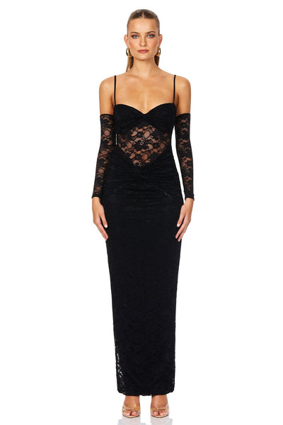 Nookie Lene Lace Maxi Dress - Black